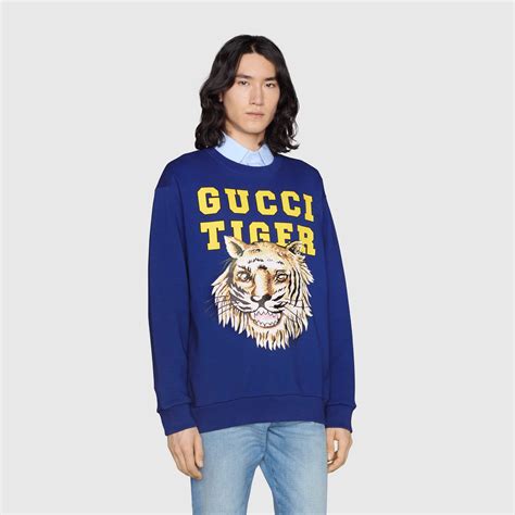 felpe da rapper gucci|Gucci Tiger felpa in cotone in blu .